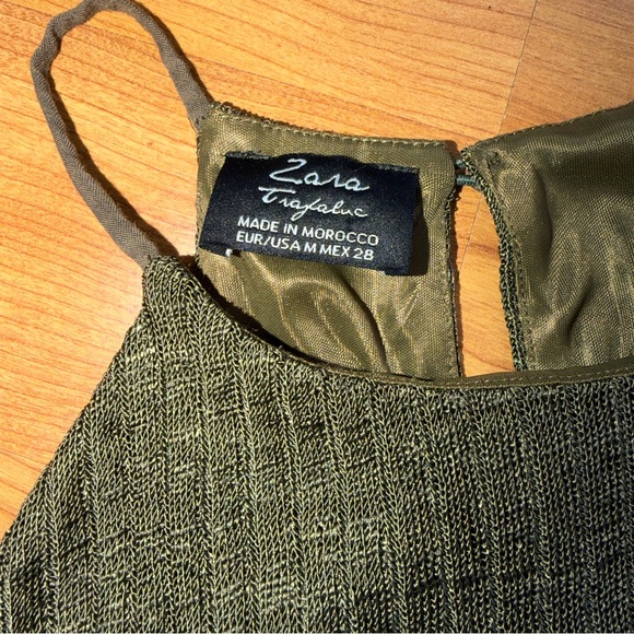 Zara Women’s Olive Green Ribbed Halter Tank Sleeveless Tp op Size M - Picture 2 of 4
